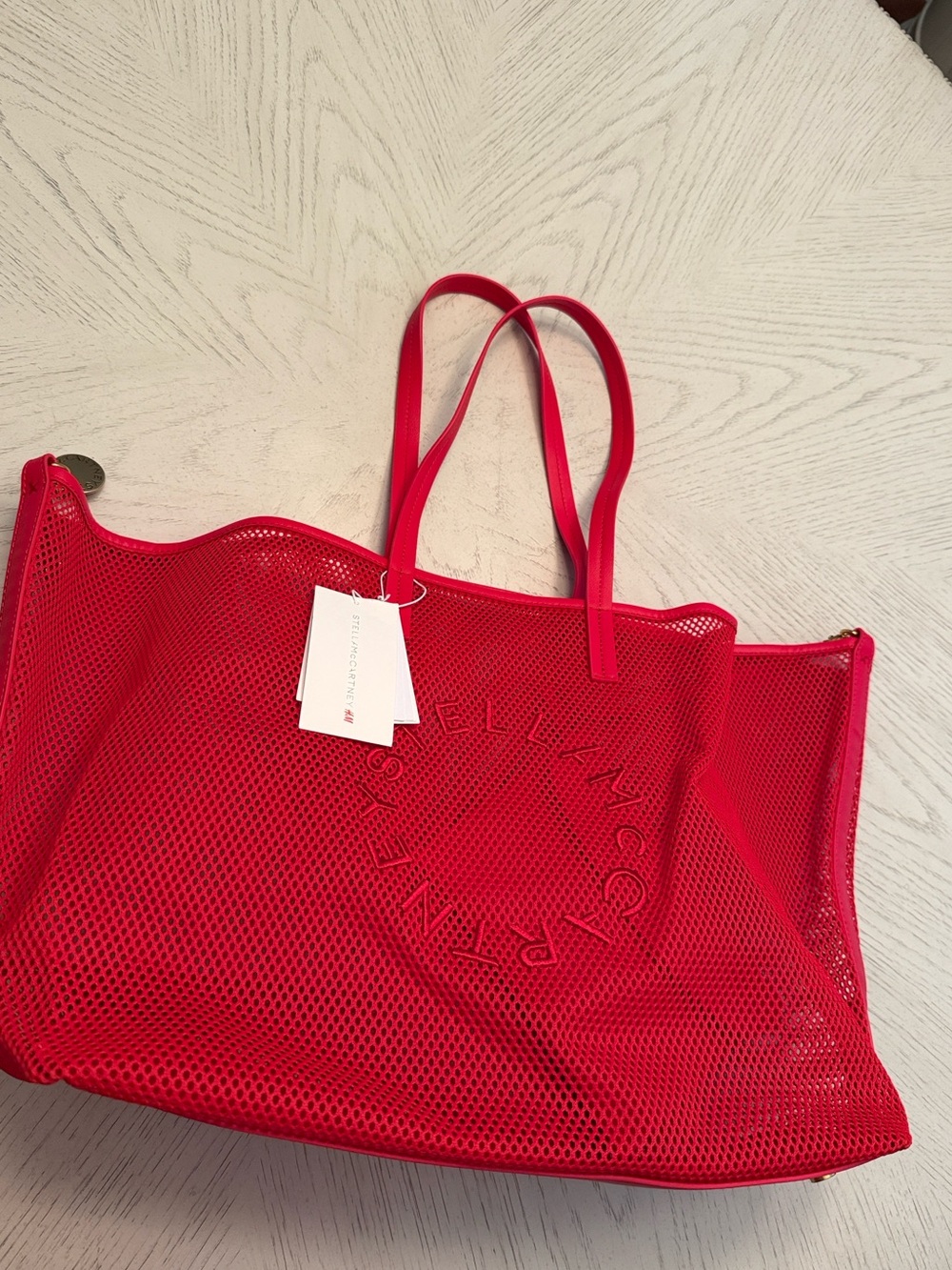 Hm Stella McCartney red large mesh tote bag - Picture 7 of 9
